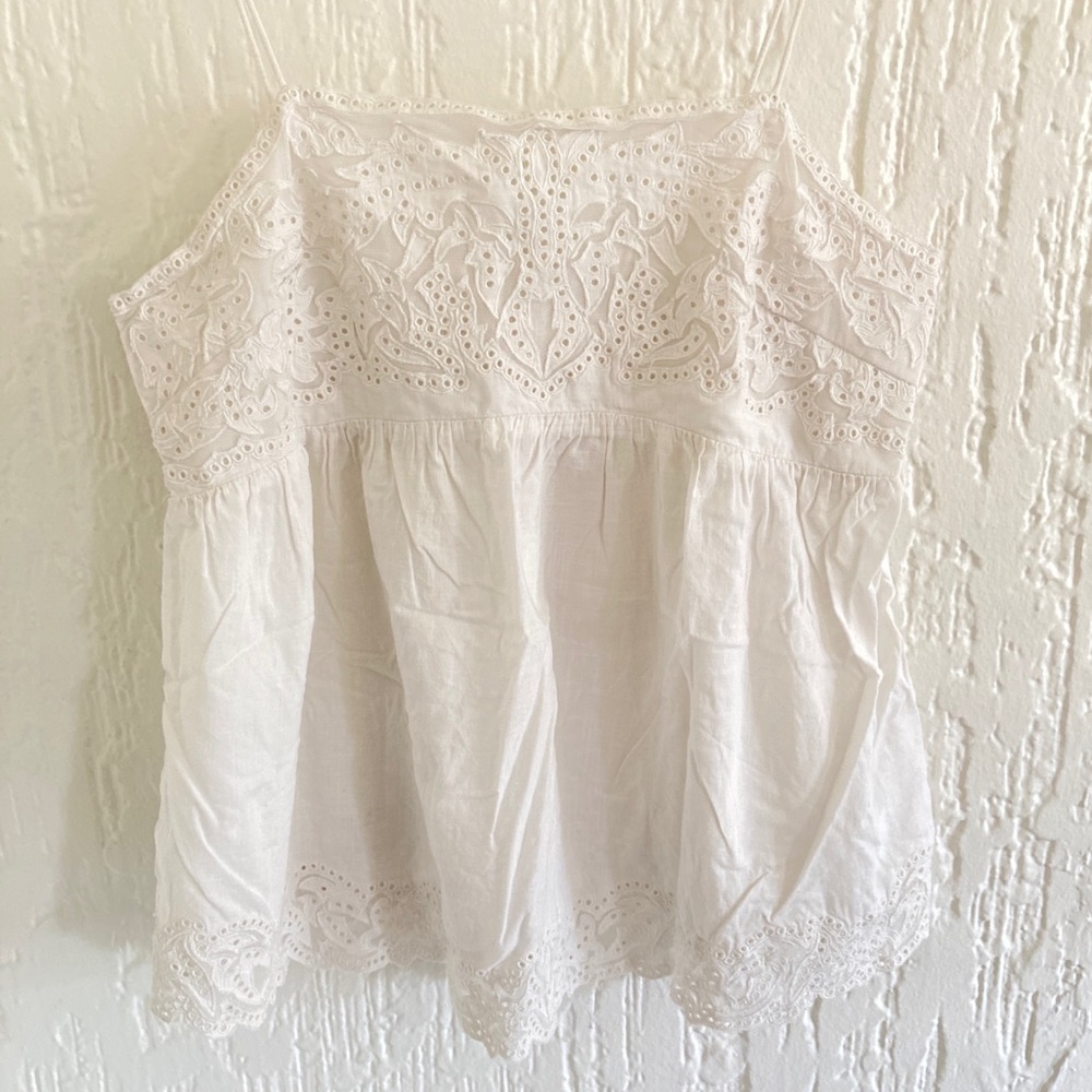 Free People White Cotton Boho Lace Tank Top Size Small - Picture 8 of 8